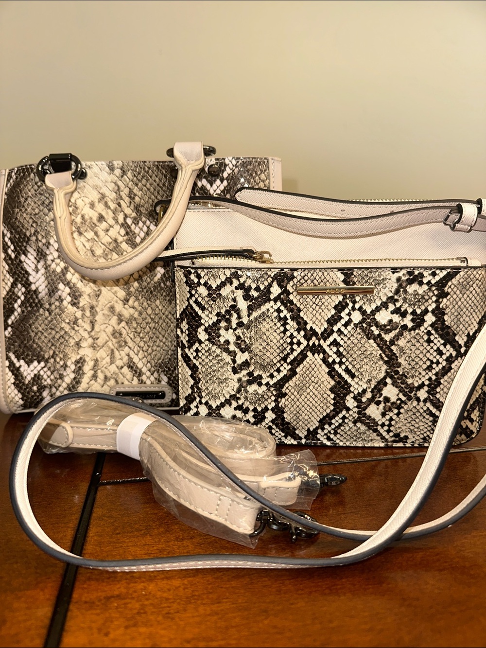 Neutral Snake-Print Convertible Women’s Handbag